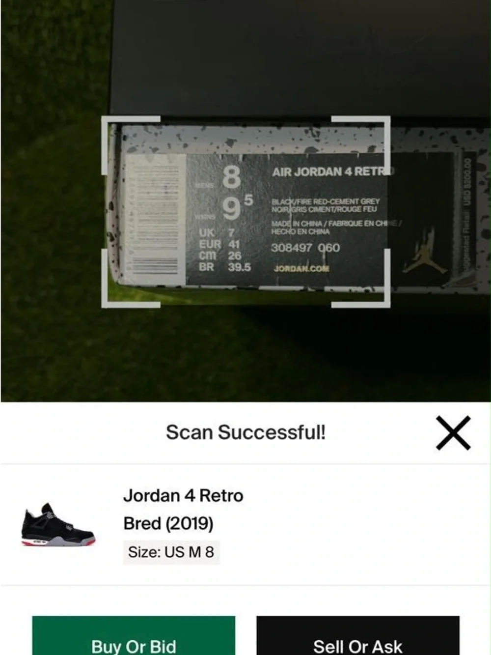 Empty Box Only Nike Air Jordan 4 Retro Bred 2019 Size 8 Men Inserts Shoe Trees